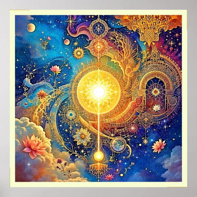 Póster Sol cósmico Mandala Art (Frente)