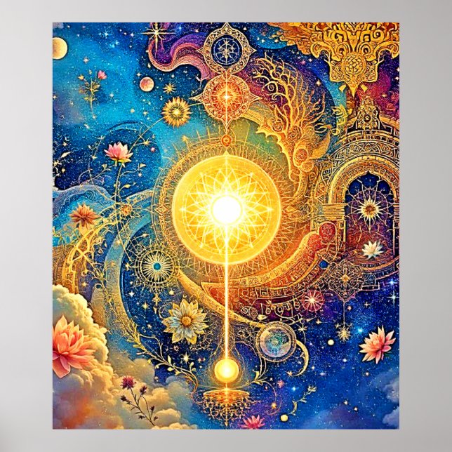Póster Sol cósmico Mandala Art (Frente)