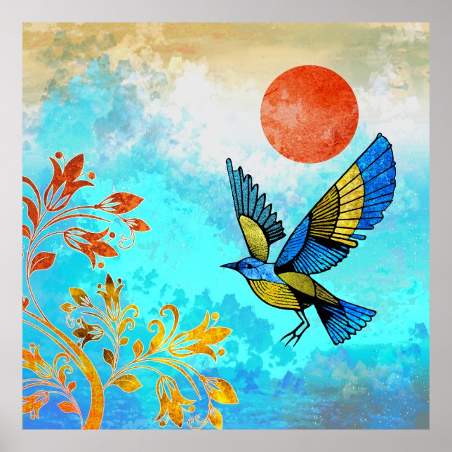 Póster Sol de árbol de aves (Frente)