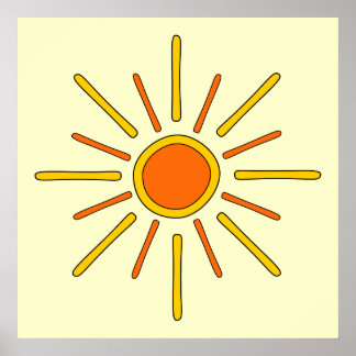 Póster Sol de verano. Amarillo y naranja.