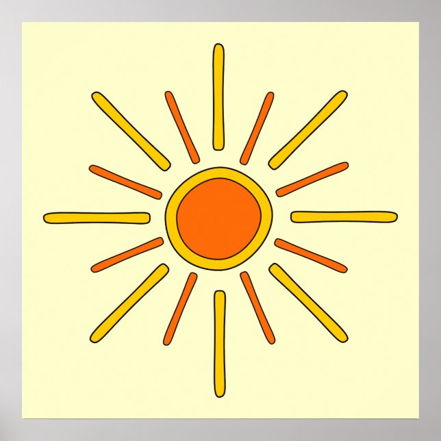 Póster Sol de verano. Amarillo y naranja. (Frente)
