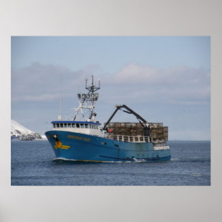 Póster Sol del Pacífico, barco de cangrejo en puerto hola