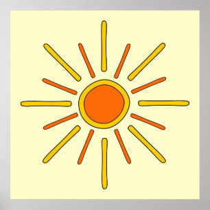 Póster Sol del verano. Amarillo y naranja