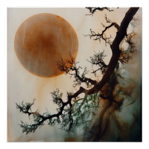 Póster Sol dorado a través de la doble exposición de made