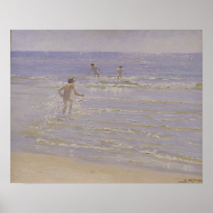 Póster Sol en Skagen: Muchachos que nadan, 1892