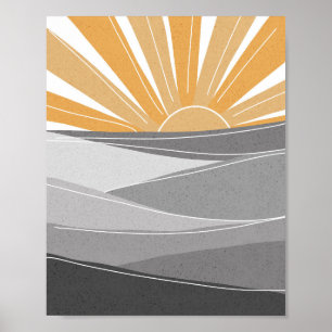 Póster Sol en tonos grises