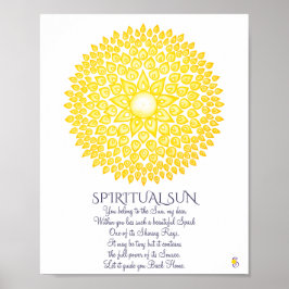 Póster Sol espiritual amarillo colorido Mandala