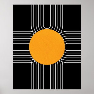 Póster Sol Geométrico Abstracto Boho Moderno de Medianos 