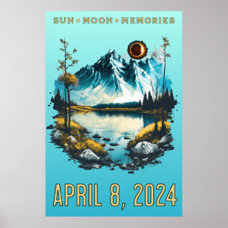 Póster Sol, luna, Recuerdos Eclipse 2024 Poster