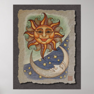 Póster Sol Luna y Estrellas