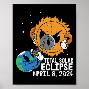 Póster Sol lunar Eclipse solar total Abril 8 2024 Totalid