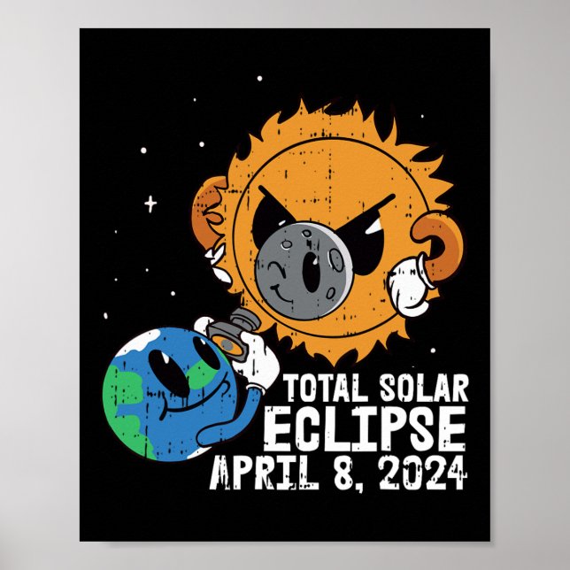 Póster Sol lunar Eclipse solar total Abril 8 2024 Totalid (Frente)