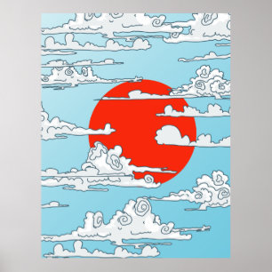 Póster Sol naciente en Japón