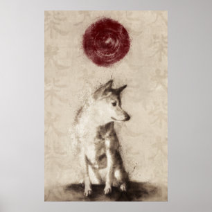 Póster Sol naciente Shiba Inu