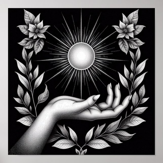 Póster Sol Radiante con Toque Botánico y Femenino (Frente)