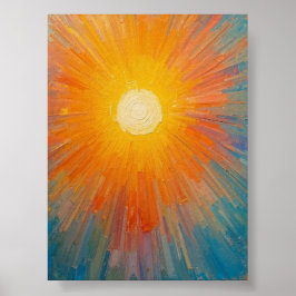 Póster Sol radiante volando sobre un cielo azul enorme