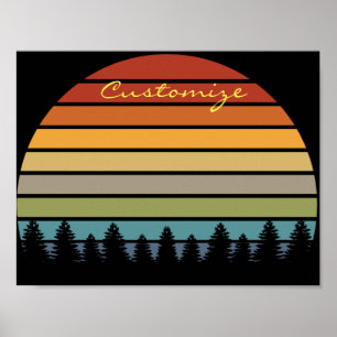 Póster Sol rayado multicolor con los árboles Thunder_Cov