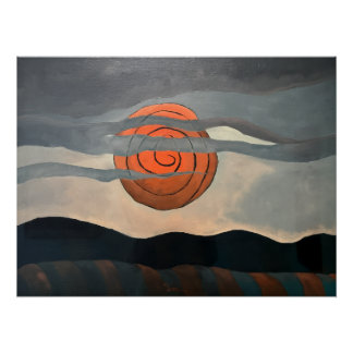 Póster Sol Rojo por Arthur Dove | Paisaje Abstracto 