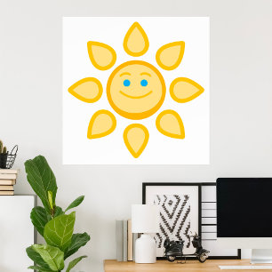 Póster Sol Sonriente Feliz Luz del Sol