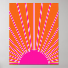 Póster Sol Sunrise Naranja Y Sol Pink Preppy