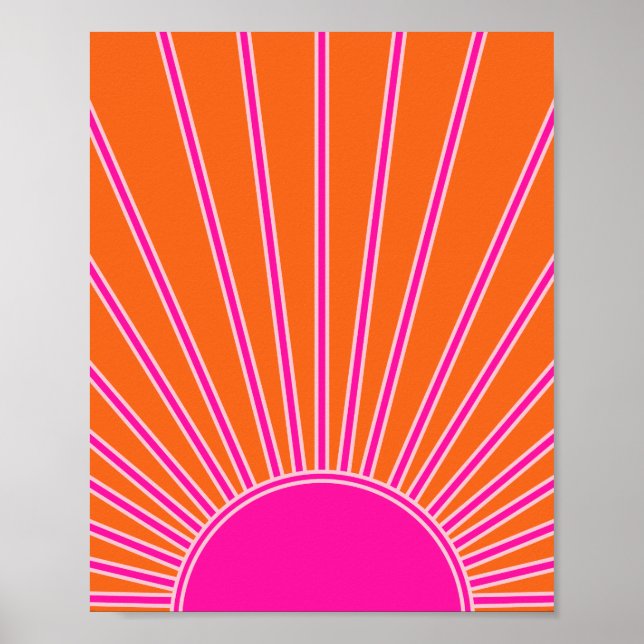 Póster Sol Sunrise Naranja Y Sol Pink Preppy (Frente)