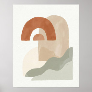 Póster Sol y Arco Minimalista Geométrico Boho Abstracto