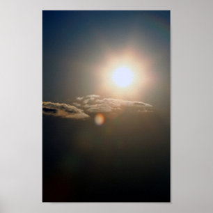 Póster Sol y nubes con cielo azul