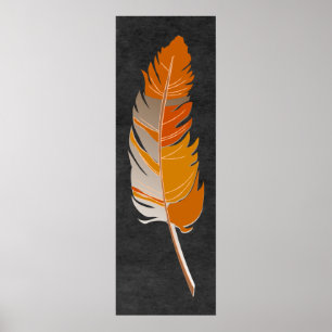 Póster Sola pluma - naranja rústico en la pizarra