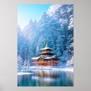 Póster Solace de invierno en el templo japonés