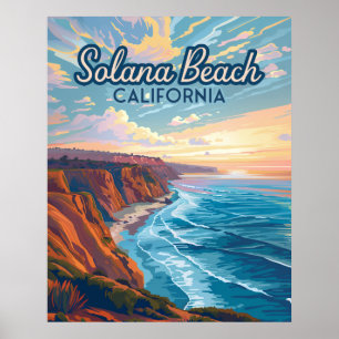 Póster Solana Beach California San Diego Vintage
