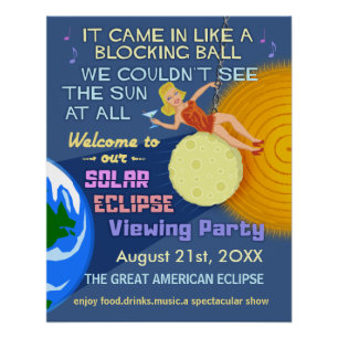 Póster Solar Eclipse Fiesta Funny Retro Ver 2017