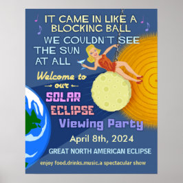 Póster Solar Eclipse Fiesta Funny Retro Ver 2024