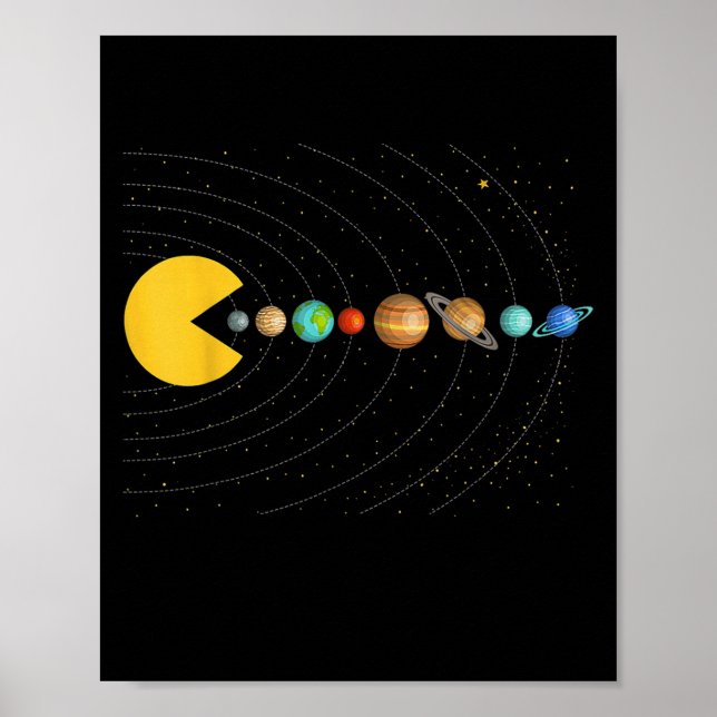 Póster Solar System Astronomy Space Video Games Funny Gra (Frente)