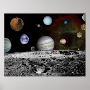 Póster Solar System Montage of Voyager Images 54x42