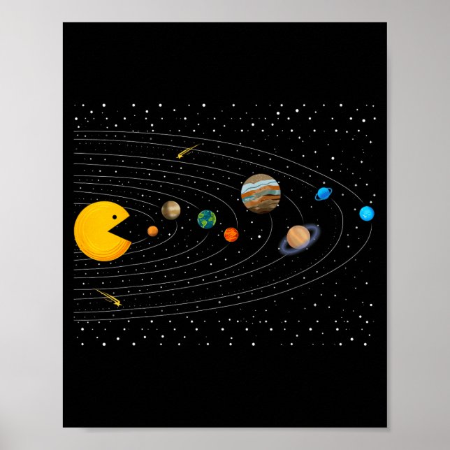 Póster Solar System Video Game Funny Graphic Tees Planet  (Frente)