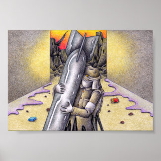 Póster Soldado abrazando la destrucción.
