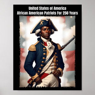 Póster Soldado afroamericano patriota de la Guerra de Ind