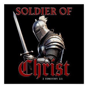 Póster Soldado de Cristo 2 Timoteo 2:3 Biblia cristiana