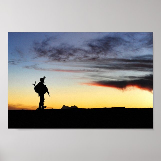 Póster Soldado del ejército Silhouette (Frente)