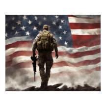 Soldado militar poster-héroe con antecedentes de b