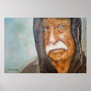 Póster Soldado veterano de Vietnam sin hogar acuarela