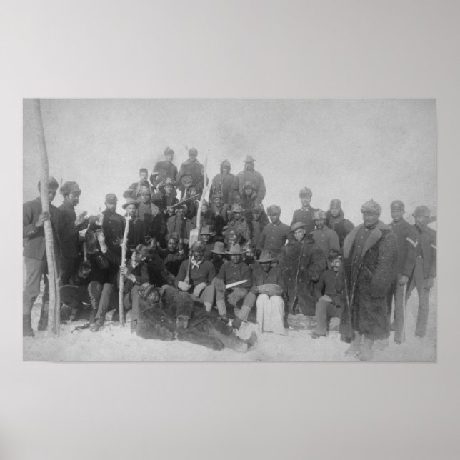 Póster "Soldados búfalos" negros de la 25ª Infantería (Frente)