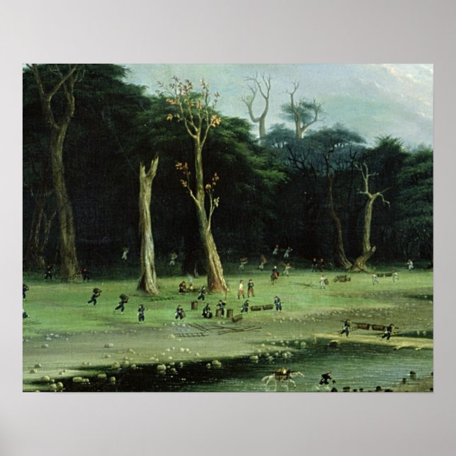 Póster Soldados cortando ramas a orillas de un río (petró (Frente)