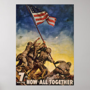 Póster Soldados de época colocando a Poster de guerra de