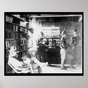 Póster Soldados en la biblioteca 1912