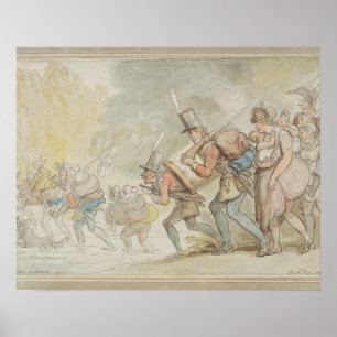 Póster Soldados en marzo de 1805 (pluma, tinta y acuarela