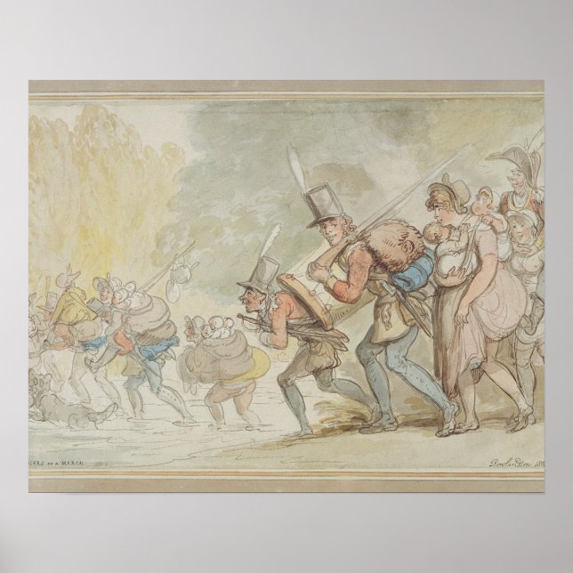 Póster Soldados en marzo de 1805 (pluma, tinta y acuarela (Frente)