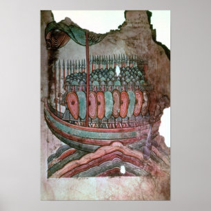 Póster Soldados normandos cruzando el canal inglés