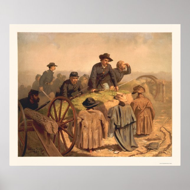 Póster Soldados sindicales atacan defensas falsas 1873 (Frente)