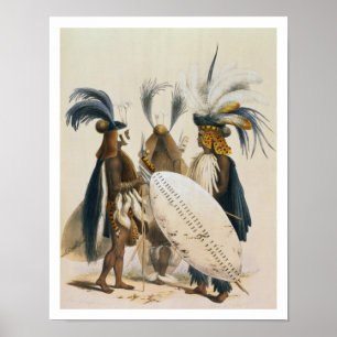 Póster Soldados zulúes del Ejército del Rey Panda, placa